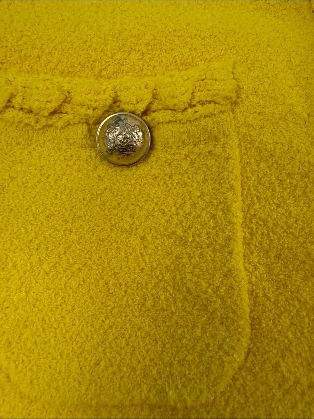 J.Crew Yellow Textured Lady Jacket Cardigan Gold Button Sweater XS - Picture 7 of 9